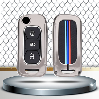 Tata Metal Alloy Key Cover with Keychain (Type M2)