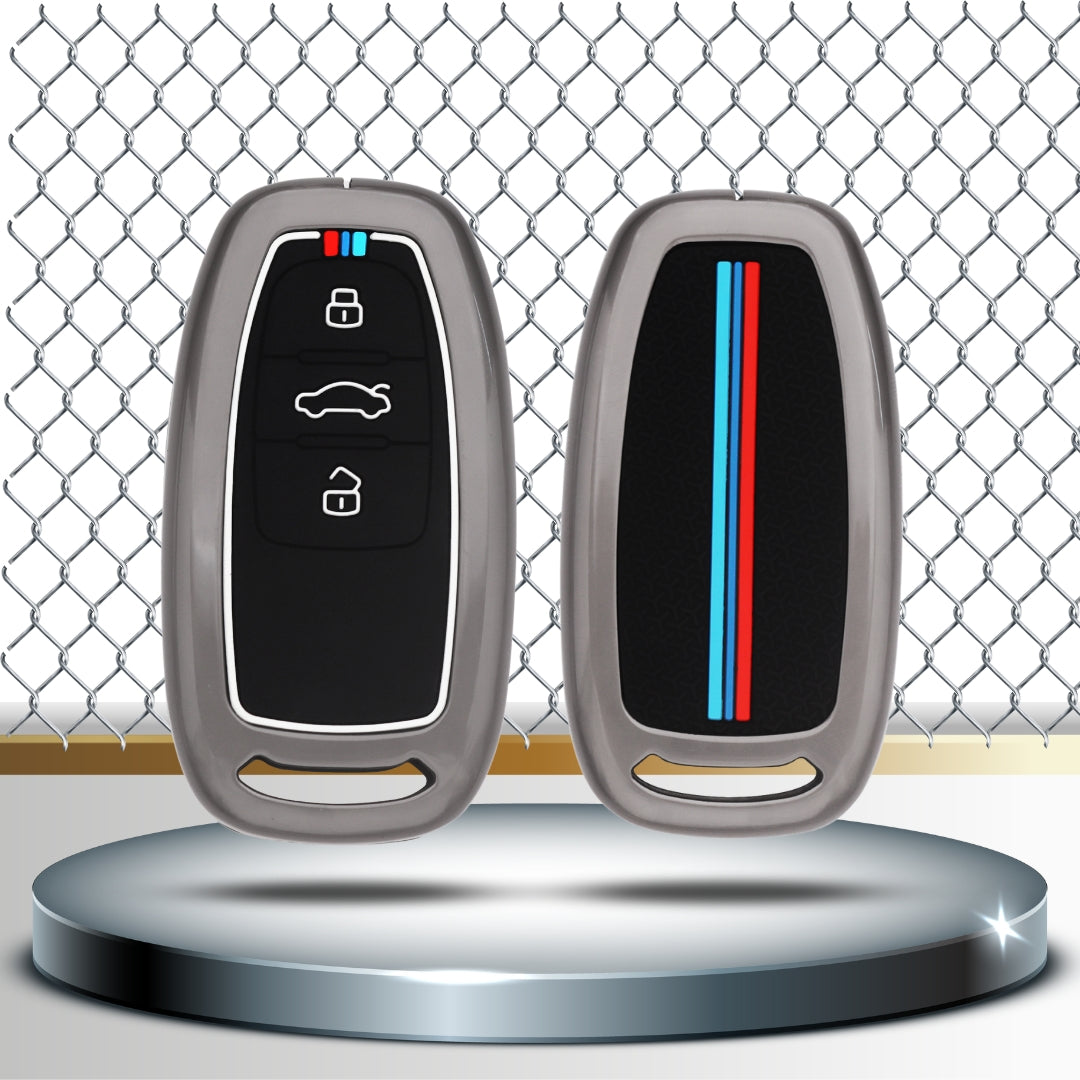 Audi Metal Alloy Key Cover with Keychain (Type M2)