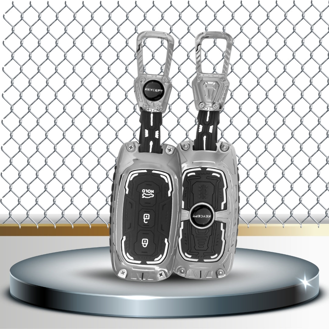 Kia Metal Armor Car Key Cover with Keychain.(Type M4)