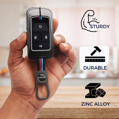 Metal Alloy Key Cover Compatible for Vinfast 4 Button Smart Key with Keychain (Type M1)