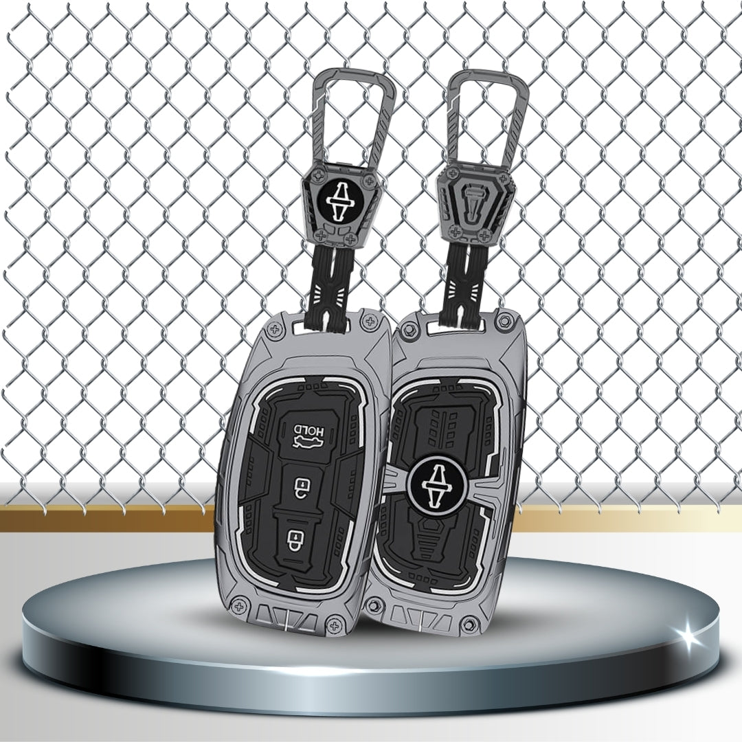 Hyundai Metal Armor Car Key Cover with Keychain(Type M4)