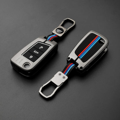 Skoda/Volkswagen Metal Alloy Key Cover with Keychain (Type M1)