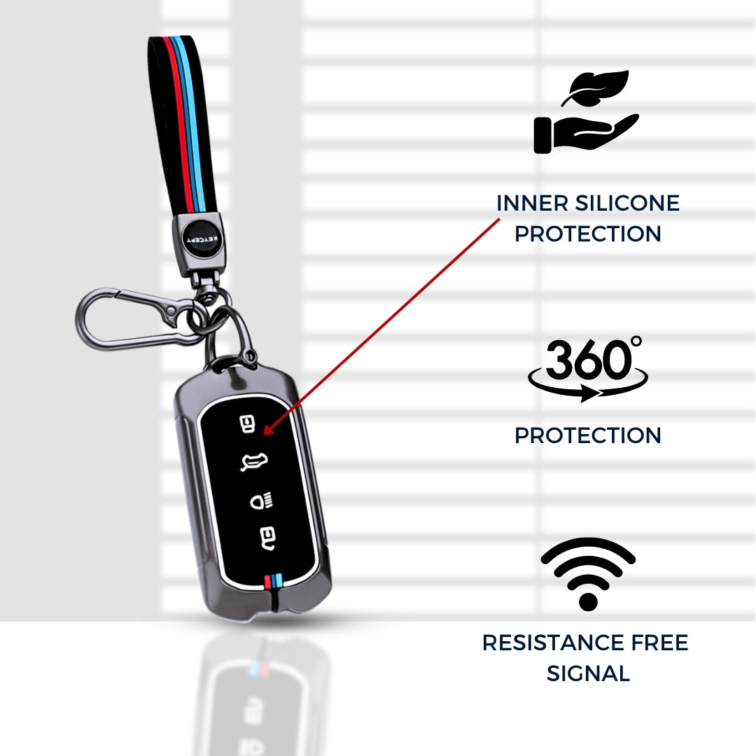 Tata Metal Alloy Key Cover with Keychain.(Type M2)