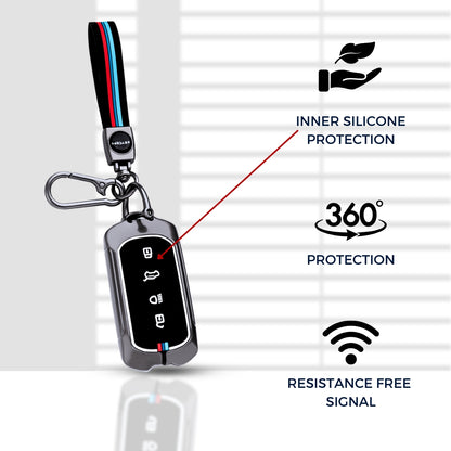 Tata Metal Alloy Key Cover with Keychain.(Type M2)