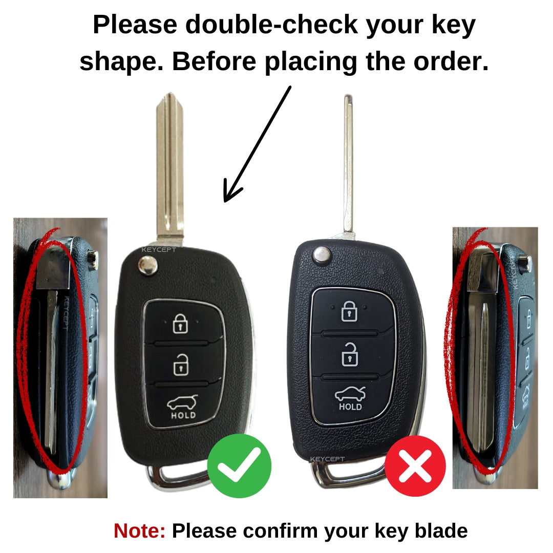 Hyundai Metal Alloy Key Cover with Keychain. (Type M2)