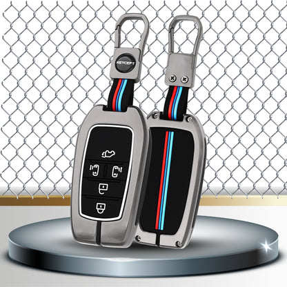 Keycept Metal Alloy Car Key Cover for Toyota Vellfire 5 Button Smart Key with keychain (Type M1)