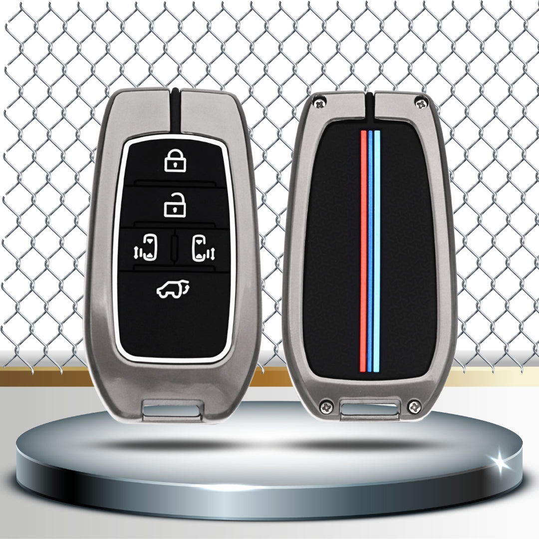 Keycept Metal Alloy Car Key Cover for Toyota Vellfire 5 Button Smart Key with keychain (Type M2)