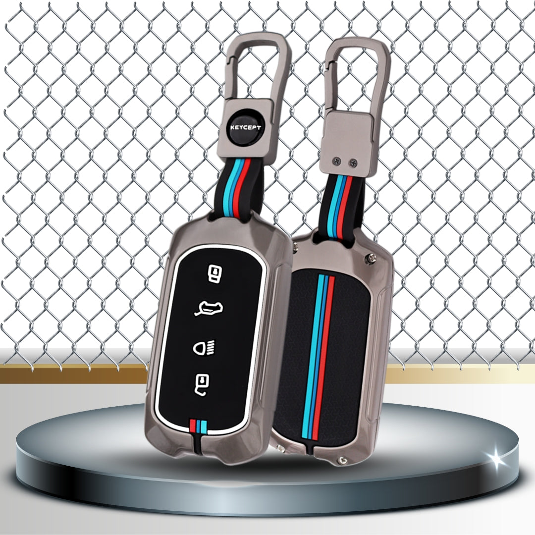 Tata Metal Alloy Key Cover with Keychain.(Type M1)