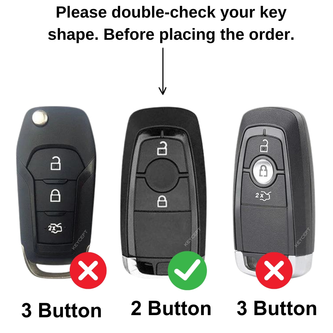Ford TPU Leather Key Cover With Keychain. (Type K2)