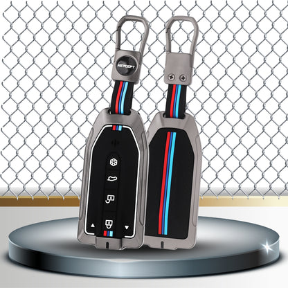 Keycept Metal Alloy Key Cover Compatible with Mahindra XEV 9e & BE 6e – 4/6 Button Smart Key Cover with Keychain (Type M1)