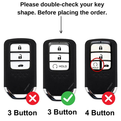 Keycept TPU Leather Car Key Cover for Honda City, Elevate, Civic, Jazz, Brio, Amaze, CR-V, WR-V, BR-V, Mobilio, Accord 3 Button Smart Key with keychain (Type K7)