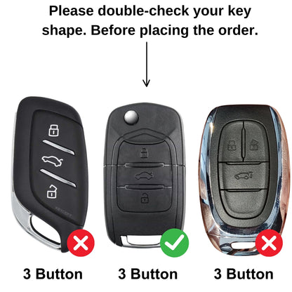 Keycept Metal Alloy Car Key Cover for MG Hector 3 Button Flip Key with keychain (Type M2)