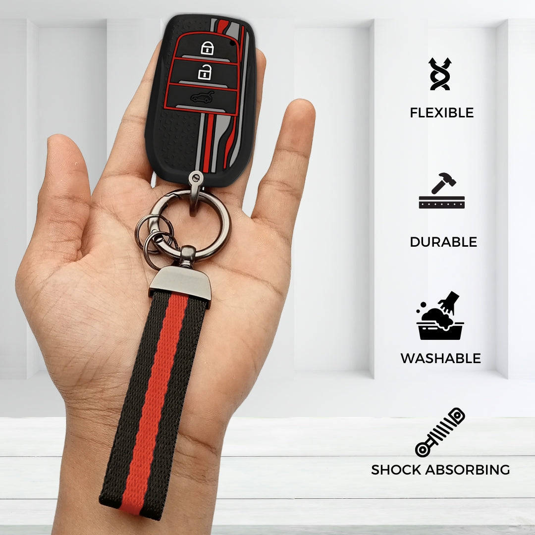 Toyota TriStar Silicone Key Cover with Keychain K7