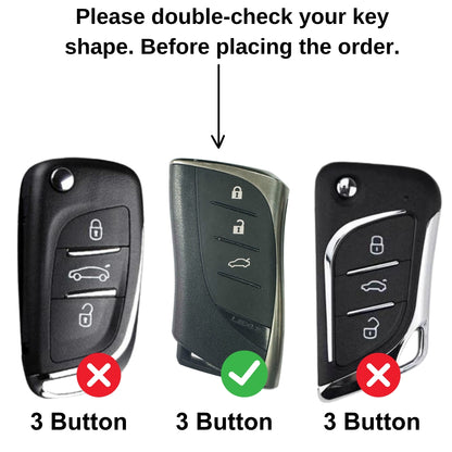 Metal Alloy Key Cover Compatible for Lexus 3 Button Smart Key with Keychain (Type M1)