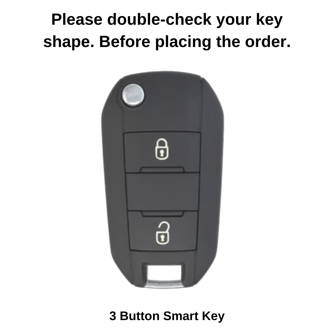 Citroen Metal Silicone Key Cover with Keychain(Type M1)