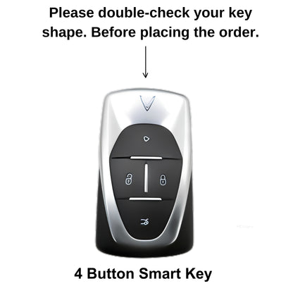 Metal Alloy Key Cover Compatible for Vinfast 4 Button Smart Key with Keychain (Type M1)