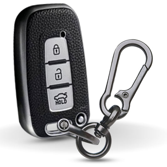 Hyundai TPU (Artificial) Leather Key Cover with Keychain. (Type 1)