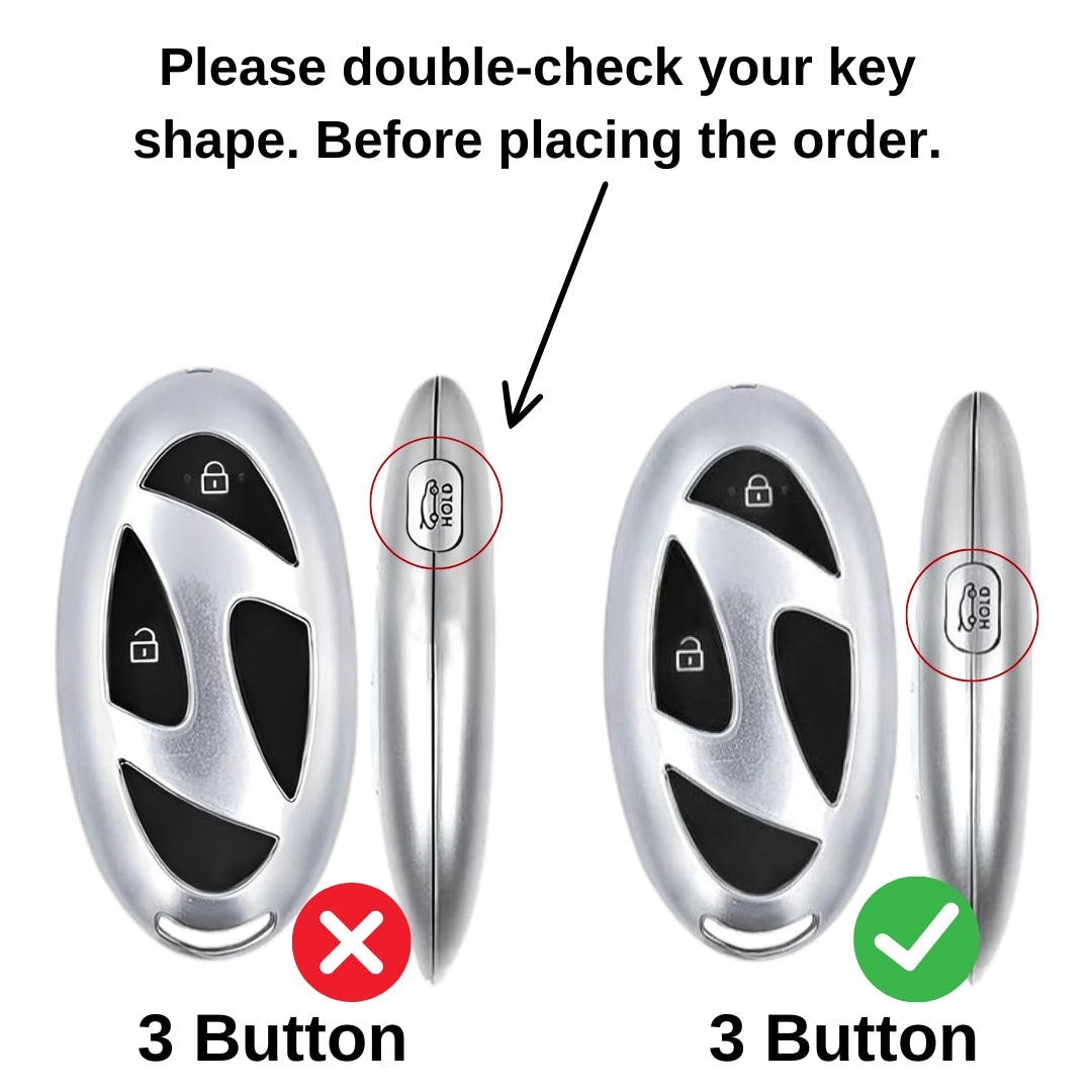 Hyundai Noir Wood Car Key Cover with Keychain (Type M8)