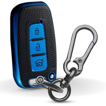 Hyundai TPU (Artificial) Leather Key Cover with Keychain. (Type 1)