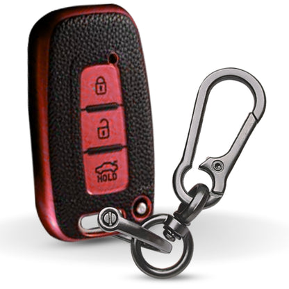 Hyundai TPU (Artificial) Leather Key Cover with Keychain. (Type 1)