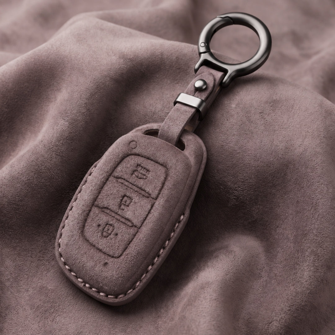 Hyundai Alcantara Crest Car Key Cover with Keychain (Type K10)