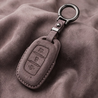 Hyundai Alcantara Crest Car Key Cover with Keychain (Type K10)