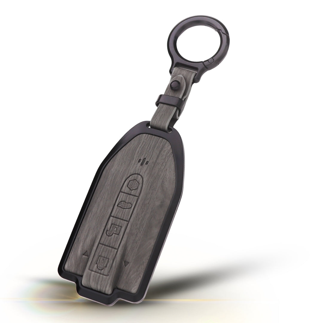 Mahindra Noir Wood Car Key Cover with Keychain (Type M8)