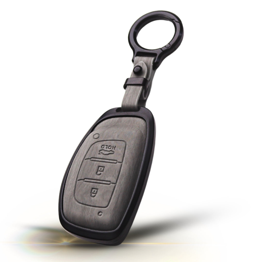 Hyundai Noir Wood Car Key Cover with Keychain (Type M8)