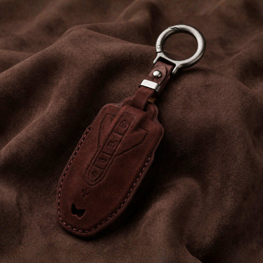 Mahindra Alcantara Crest Car Key Cover with Keychain (Type K10)