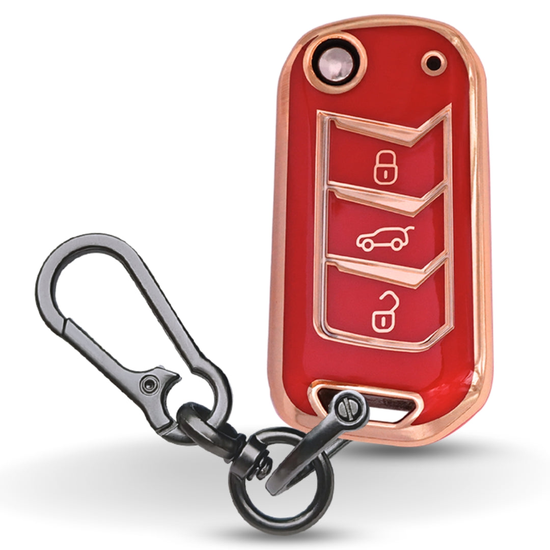 Mahindra Gold Line TPU Key Cover With Keychain