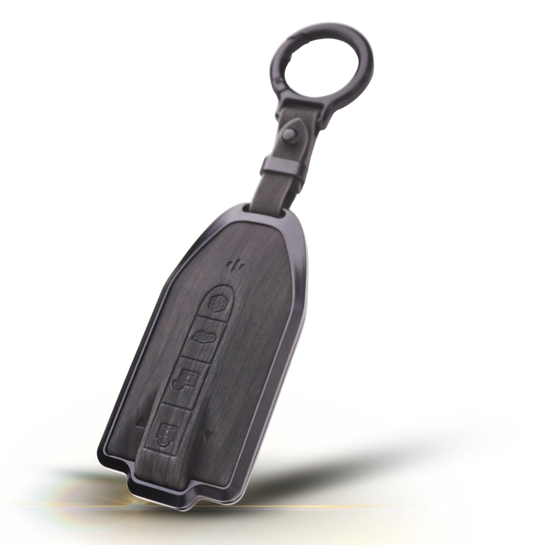 Mahindra Noir Wood Car Key Cover with Keychain (Type M8)