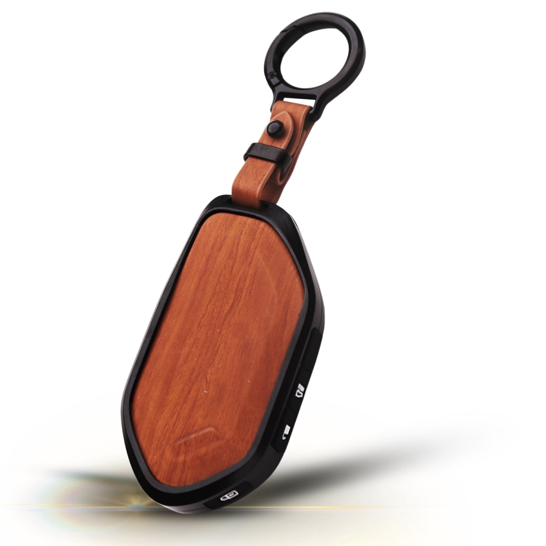 Kia Noir Wood Car Key Cover with Keychain (Type M8)