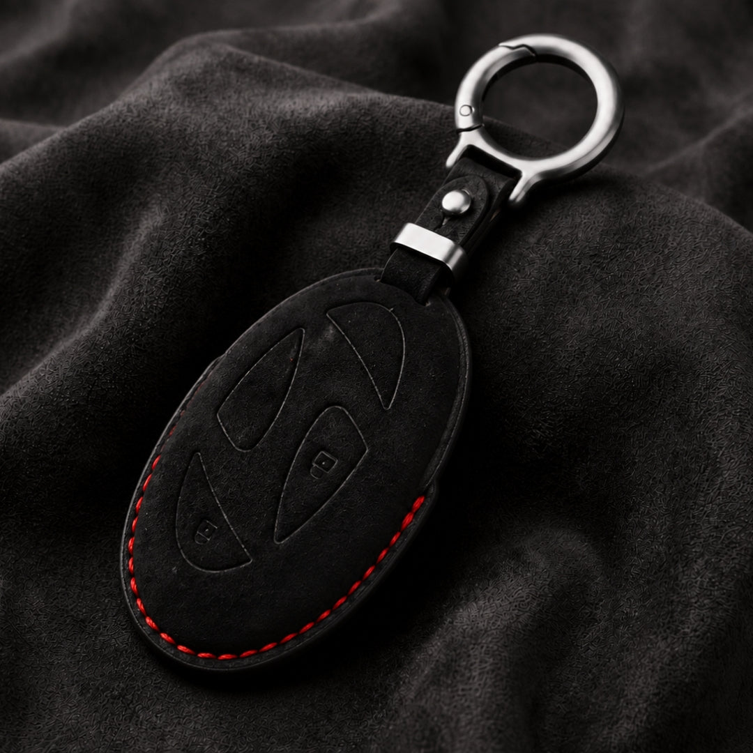 Hyundai Alcantara Crest Car Key Cover with Keychain (Type K10)