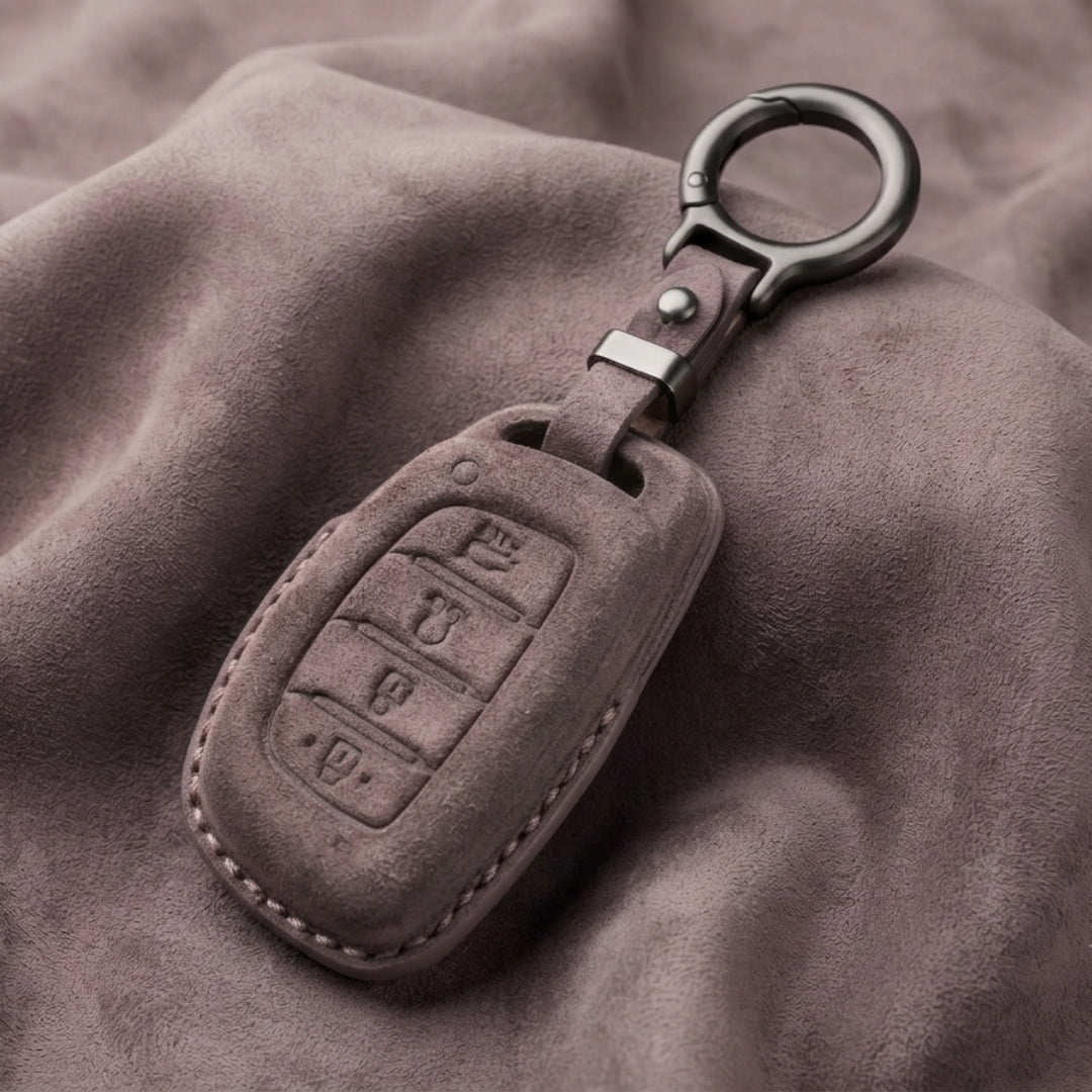 Hyundai Alcantara Crest Car Key Cover with Keychain (Type K10)