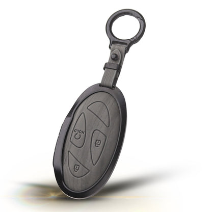Hyundai Noir Wood Car Key Cover with Keychain (Type M8)