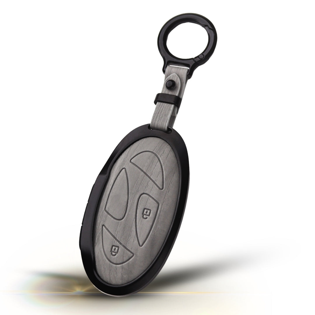 Hyundai Noir Wood Car Key Cover with Keychain (Type M8)