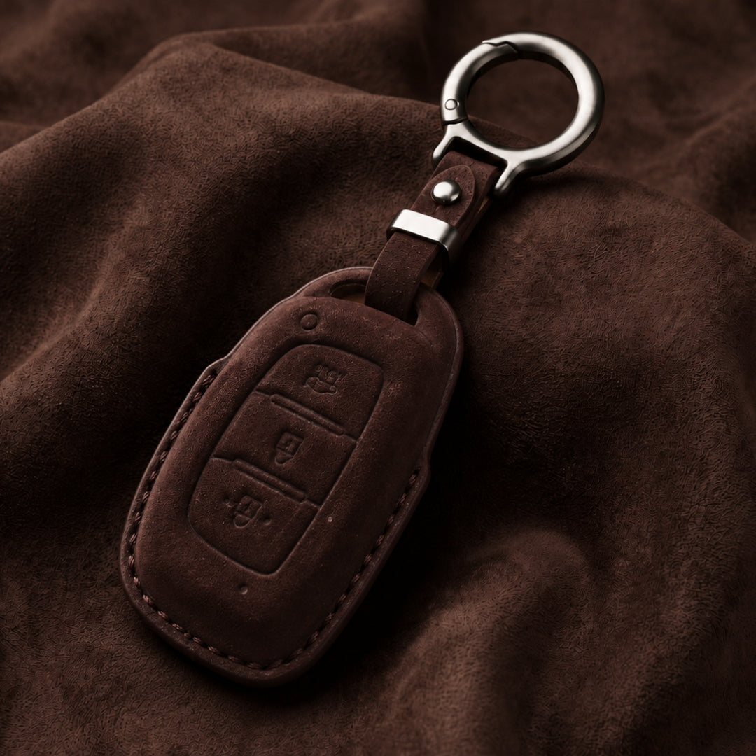 Hyundai Alcantara Crest Car Key Cover with Keychain (Type K10)