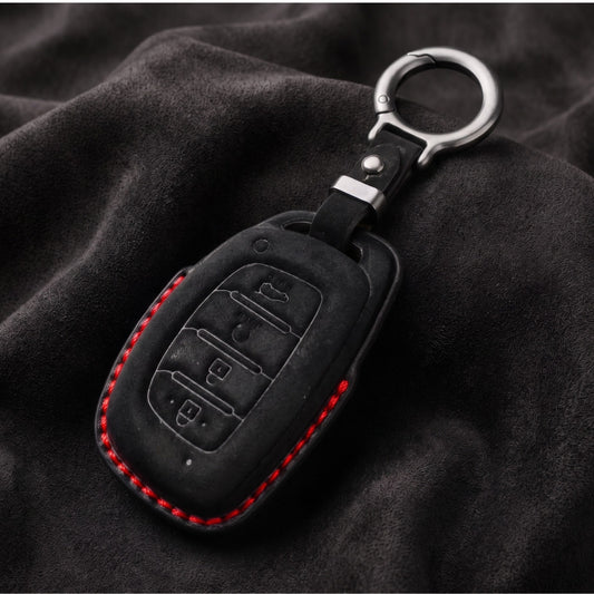 Hyundai Alcantara Crest Car Key Cover with Keychain (Type K10)