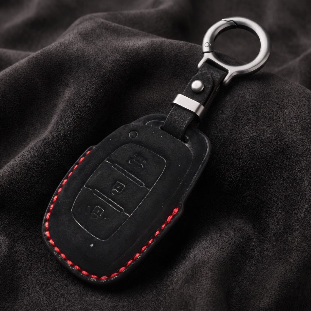 Hyundai Alcantara Crest Car Key Cover with Keychain (Type K10)