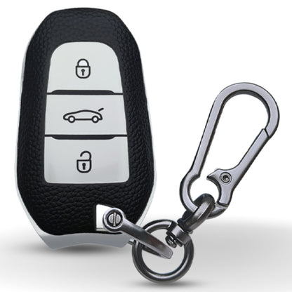 Citroen TPU Leather Key Cover with Keychain. (Type 1)