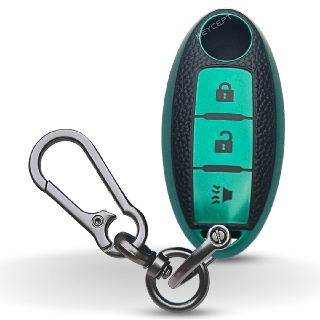 Nissan TPU Leather Key Cover with Keychain. (Type 1)