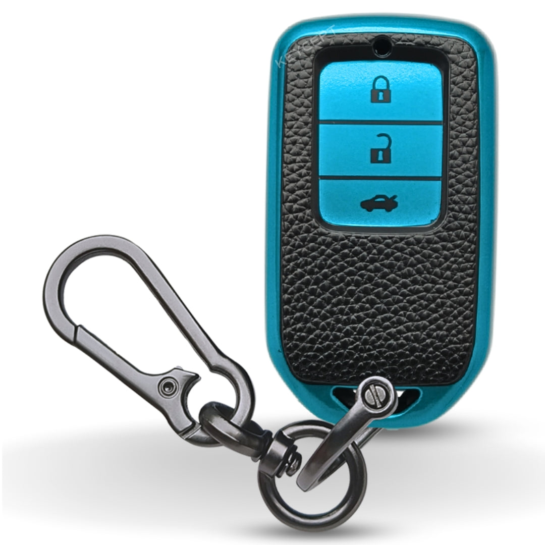 Honda TPU Leather Key Cover with Keychain. (Type 1)