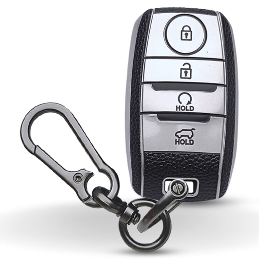 Kia TPU Leather Key Cover with Keychain. (Type 1)