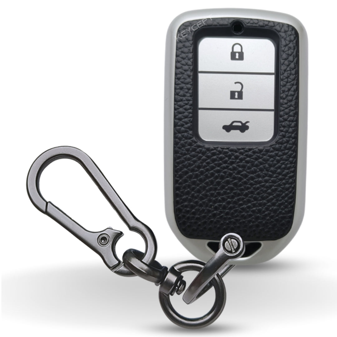 Honda TPU Leather Key Cover with Keychain. (Type 1)