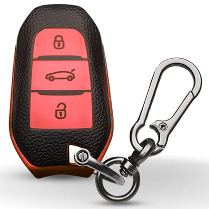 Citroen TPU Leather Key Cover with Keychain. (Type 1)