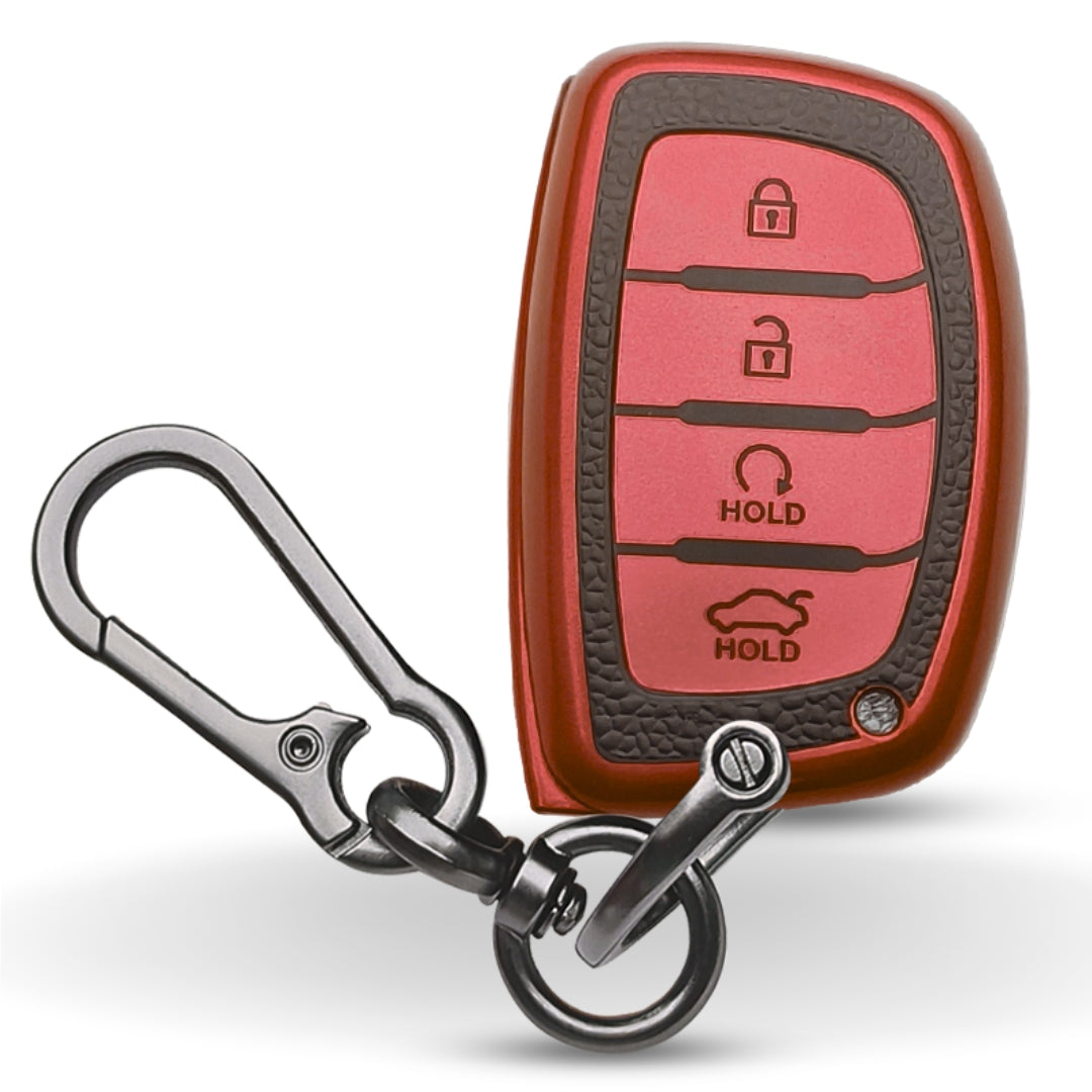 Hyundai TPU Leather Key Cover with Keychain