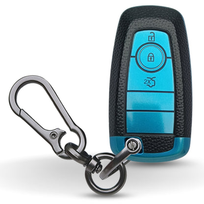 Ford TPU Leather Key Cover With Keychain. (Type 1)