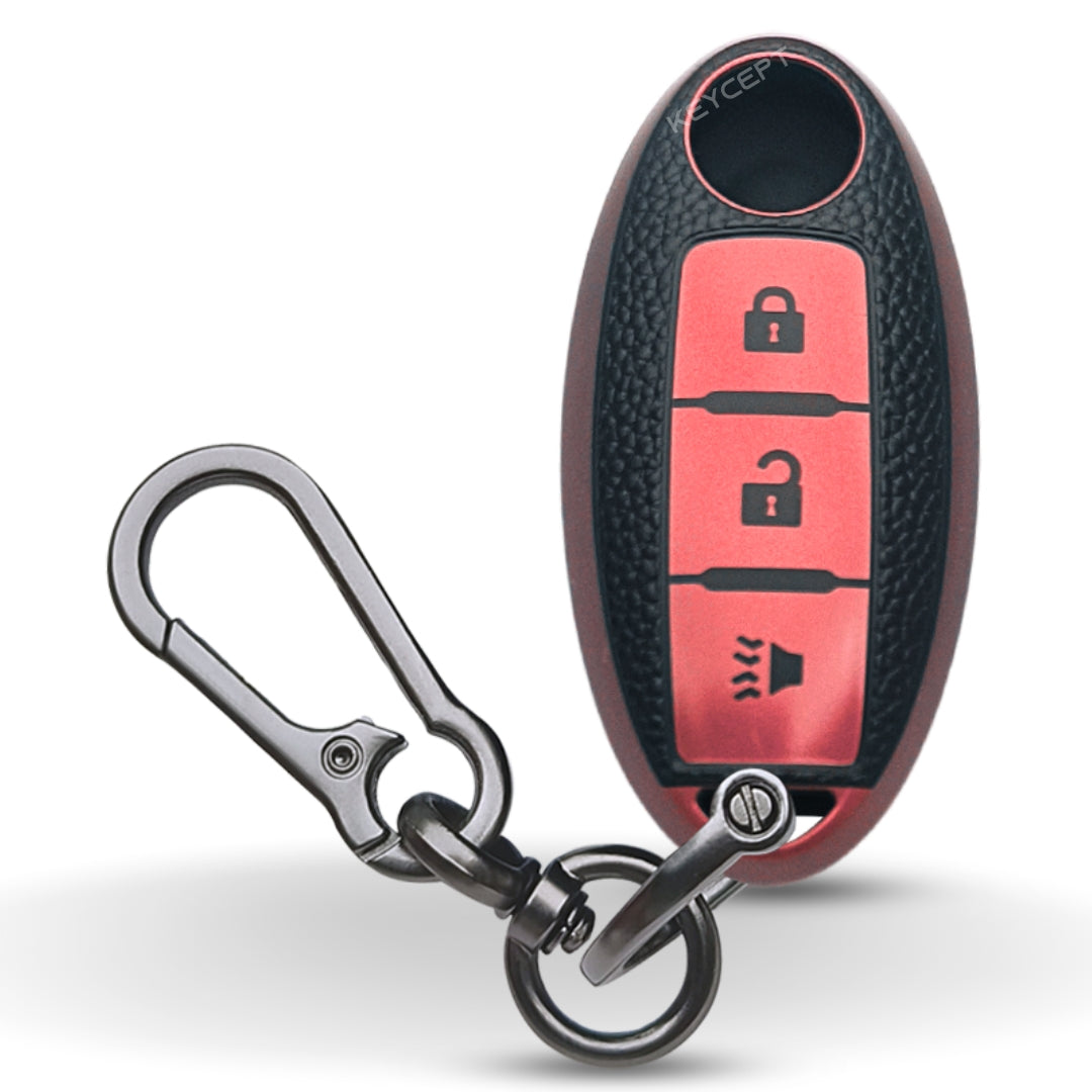 Nissan TPU Leather Key Cover with Keychain. (Type 1)