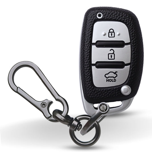 Hyundai TPU Leather (Artificial) Key Cover with Keychain (Type 1)