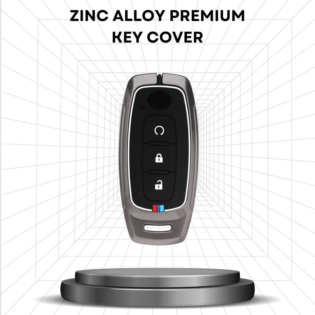 Metal Alloy Key Cover Compatible for Nissan Magnite 3 Button Smart Key with Keychain (Type M2)